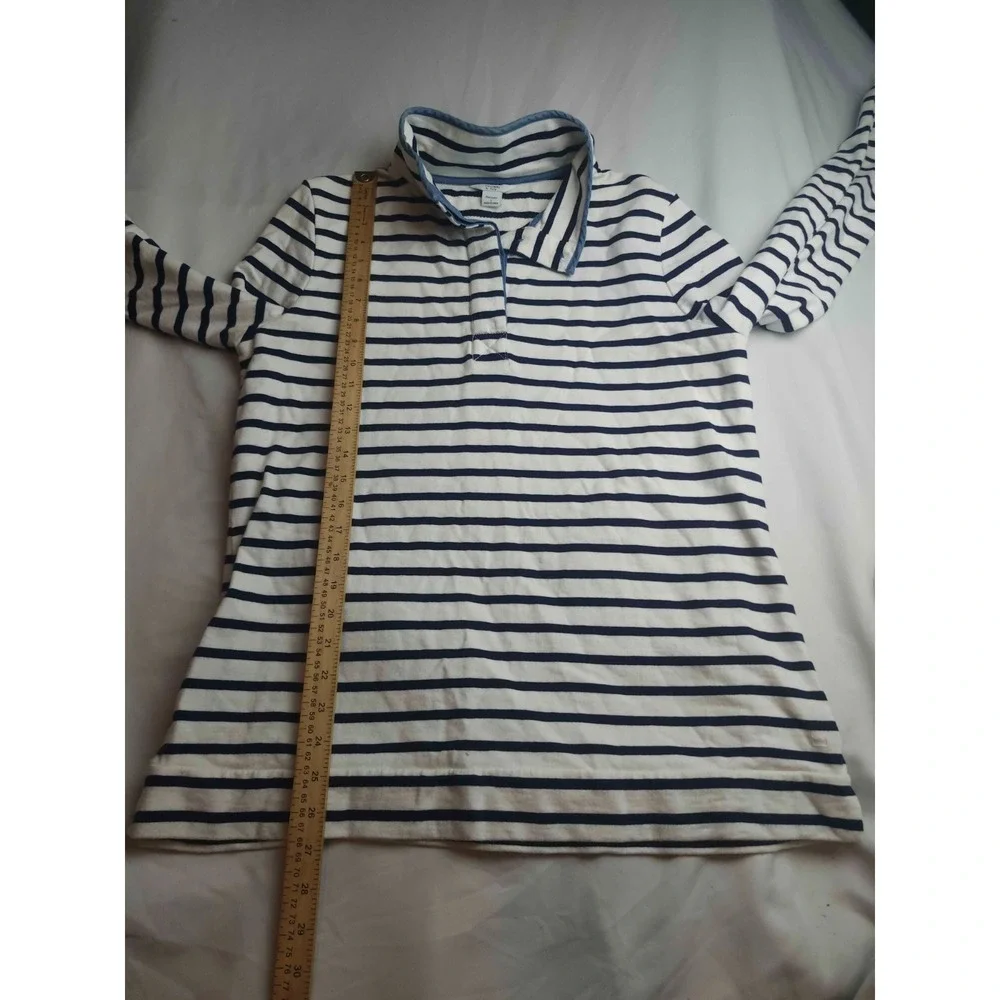 Crown & Ivy Harper Sweatshirt Womens Large Blue Striped Mock Neck Pullover